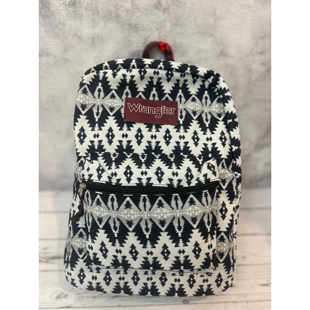 Wrangler Southwestern Geometric Print Backpack Black White Maroon